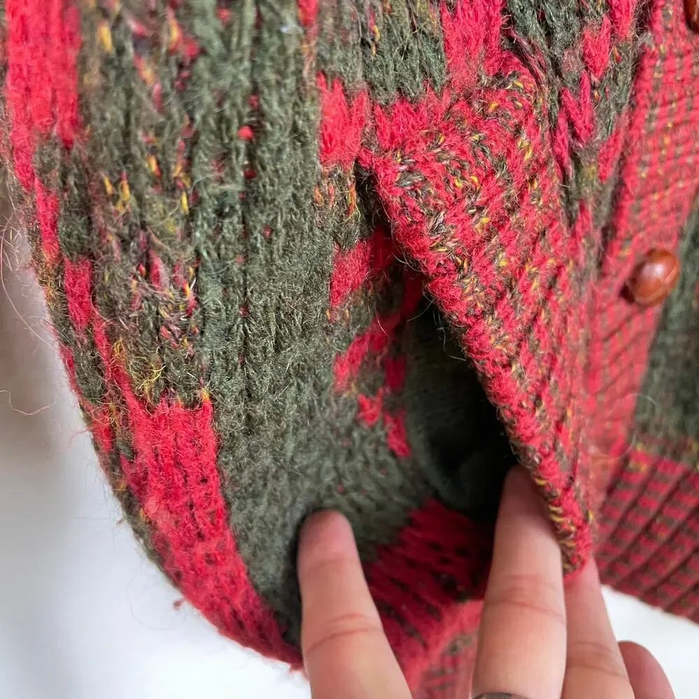 Vintage‎ Cardigan Sweater Mens Sz M Italy Alpaca Wool Grunge Chunky Thick Cabin
